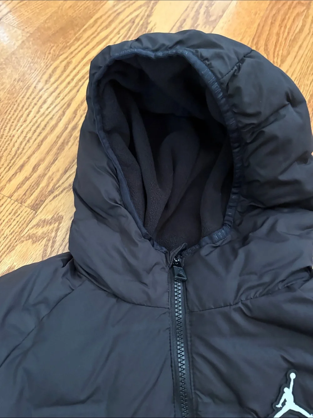 Jordan Black Hooded Puffer Jacket with White Jumpman